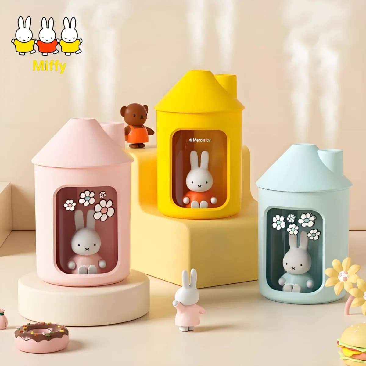 Kawaii MIFFY Rabbit Humidifier A Cute Cartoon Doll A Small Home Bedroom Silent Office Desk Decoration