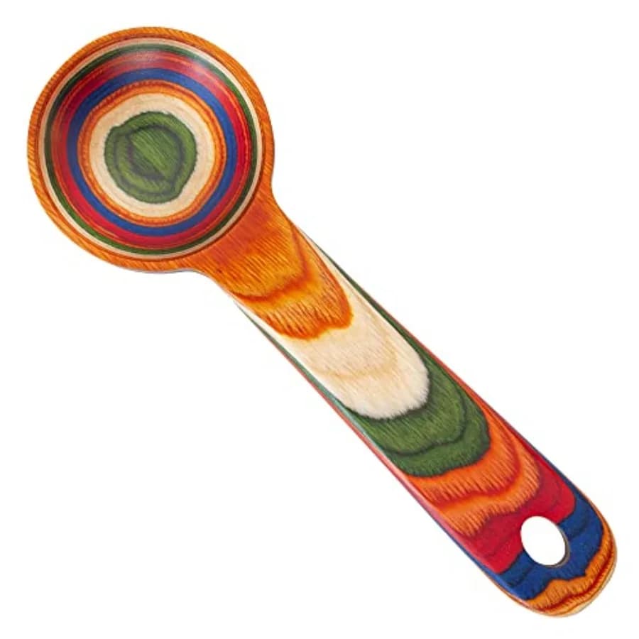 Baltique Marrakesh Collection Wooden Coffee Scoop Colorful Birch Wood Reusable Scoop for Ground Coffee, Protein Powder and More