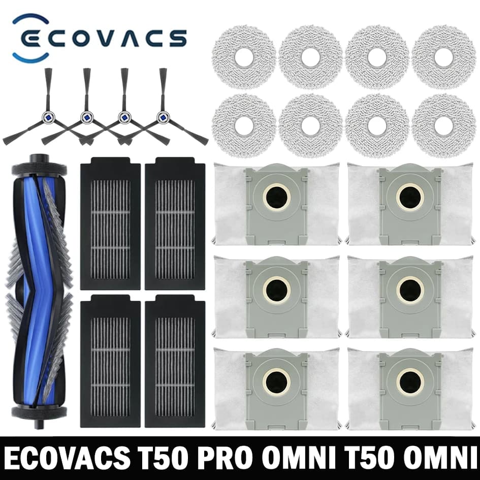ECOVACS T50 PRO OMNI / T50 OMNI Robot Aspirapolvere Parte di ricambio Accessorio Spazzola laterale principale Filtro Hepa Mop Sacchetto per la polvere