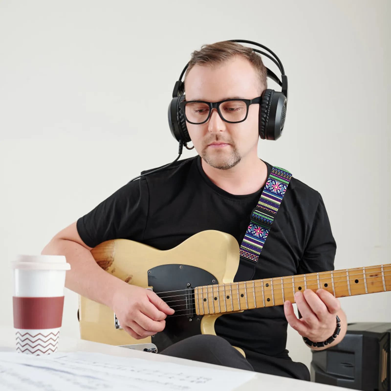 Tracolla Regolabile per Ukulele, Cinghia per Chitarra in Poliestere, Accessorio per Strumenti Musicali, Resistente, Allargata, Robusta e Pratica