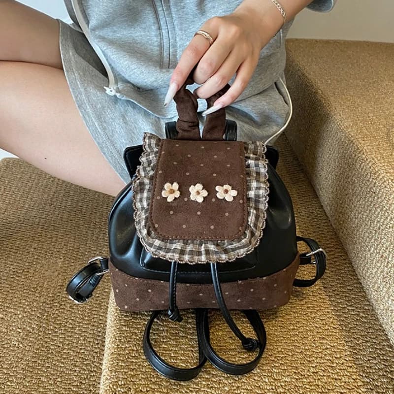 Borsa da scuola Zaino in pizzo con fiori a pois Zaino da donna per bambini per ragazzo Zaini carini Borse da scuola Borsa da viaggio per ragazza