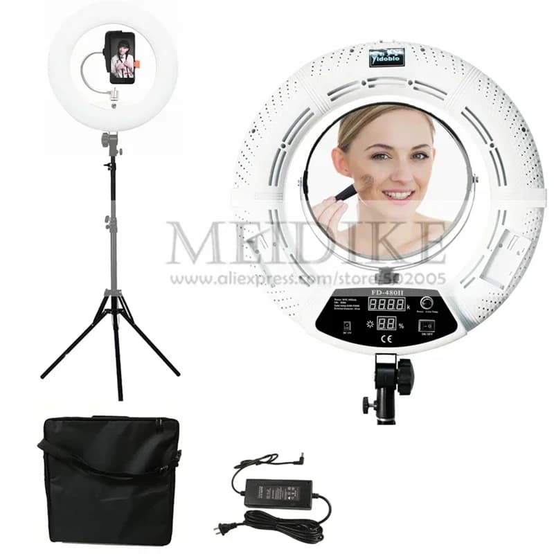 Yidoblo 96W Ring Light FD-480 Pro Kit Lampada LED ad Anello per Studio di Bellezza 480 LED Luce Video Illuminazione Trucco + Supporto (2M) + Borsa