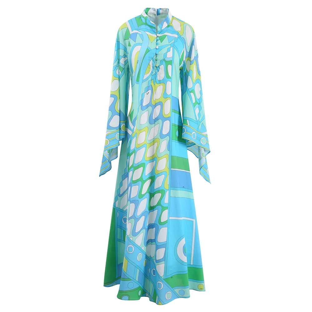 Long Sleeveless Dress with Elegant Print 100% Cotton Casual Korean Casual Dresses Beach Style Dresses for Vacation