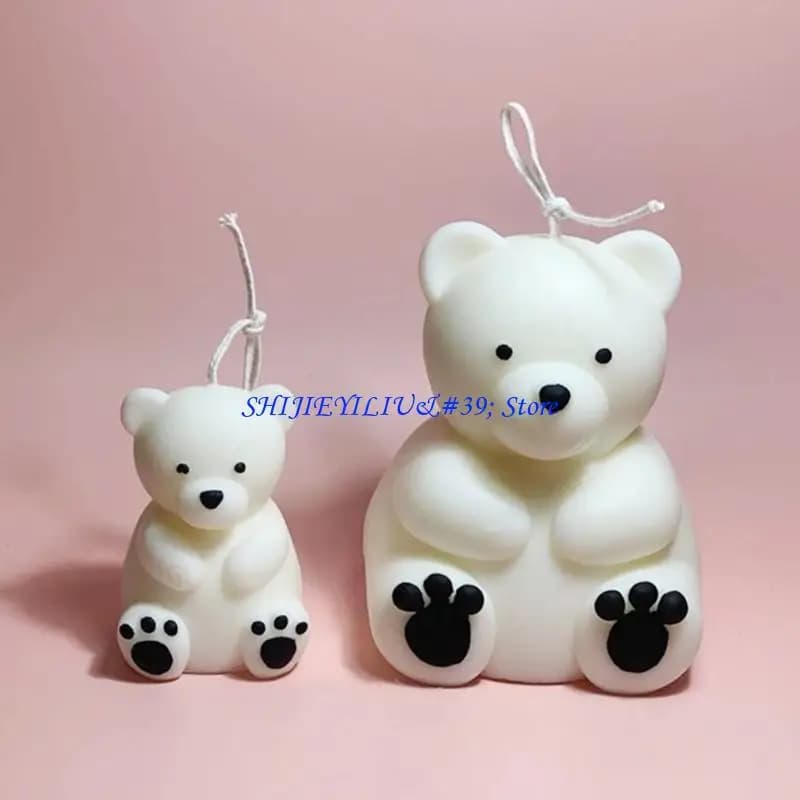 E21F Stampo in silicone a forma orso Stampo per candela aromatica in resina epossidica in gesso per decorazione domestica