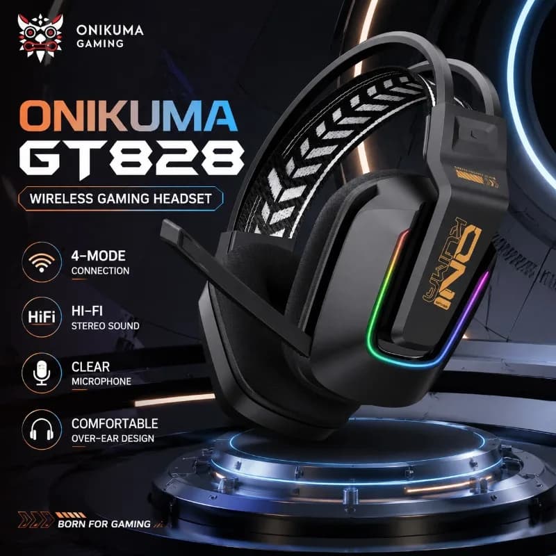 ONIKUMA GT828 Gaming Headset 4 Mode Wireless Bluetooth 2.4G Wired Low Latency HiFi Stereo Sound With Microphone Over Ear Esports
