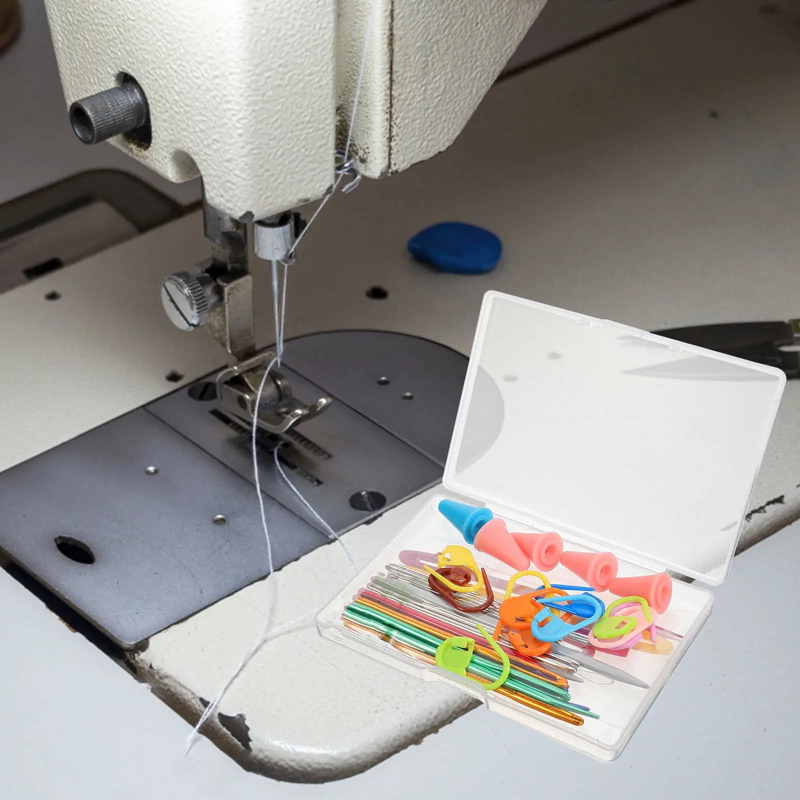 1 set di ferri da maglia in plastica con punta curva, leggeri e resistenti, per lavori con il filato, aghi per tappezzeria, uncinetto e forniture per cucito