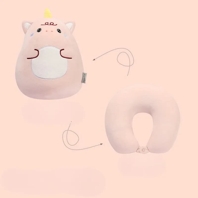 Cuscino in schiuma a forma di U con perline, 2 in 1 convertibile, supporto per il collo, morbido e multifunzionale per viaggi e ufficio