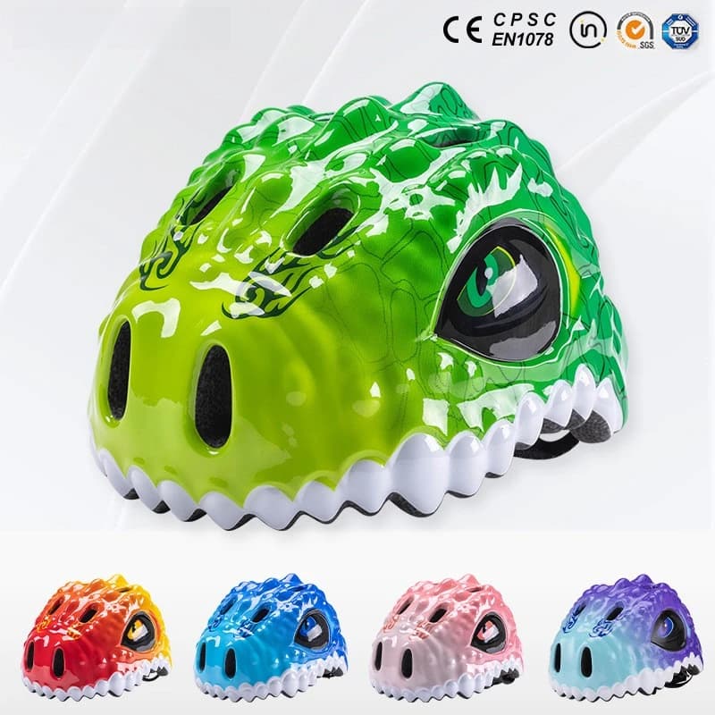 Nuovo Casco per Bambini a Forma di Dinosauro per Skateboard, Pattinaggio, Bicicletta, Bici Senza Pedali, Protezione e Sicurezza