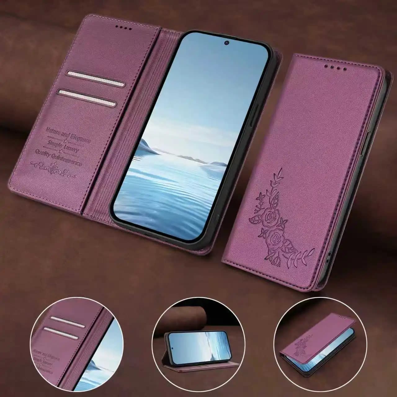 Custodia a libro in pelle con fiori di loto per Xiaomi POCO X8 Pro Max X7 X6 Neo X5 X4 NFC X3 GT, chiusura magnetica, 2 slot per carte, anti-caduta