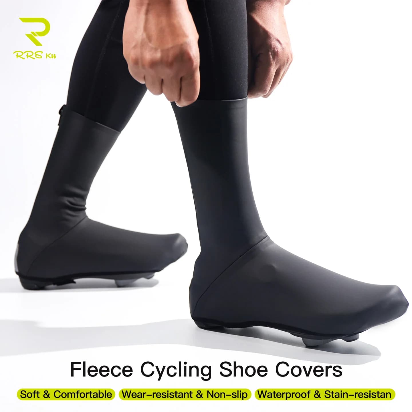 RRSKIT Copriscarpe da Ciclismo in Pile Sottile, Copriscarpe per Bici da Strada e Mountain Bike, Copriscarpe Autunno Inverno Impermeabili e Antivento