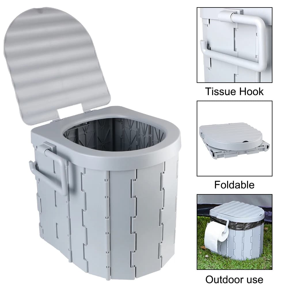 Camping Toilet Travel Bucket Toilet Seat Emergency Toilet Folding Toilet with Lid Portable Car Folding Toilets