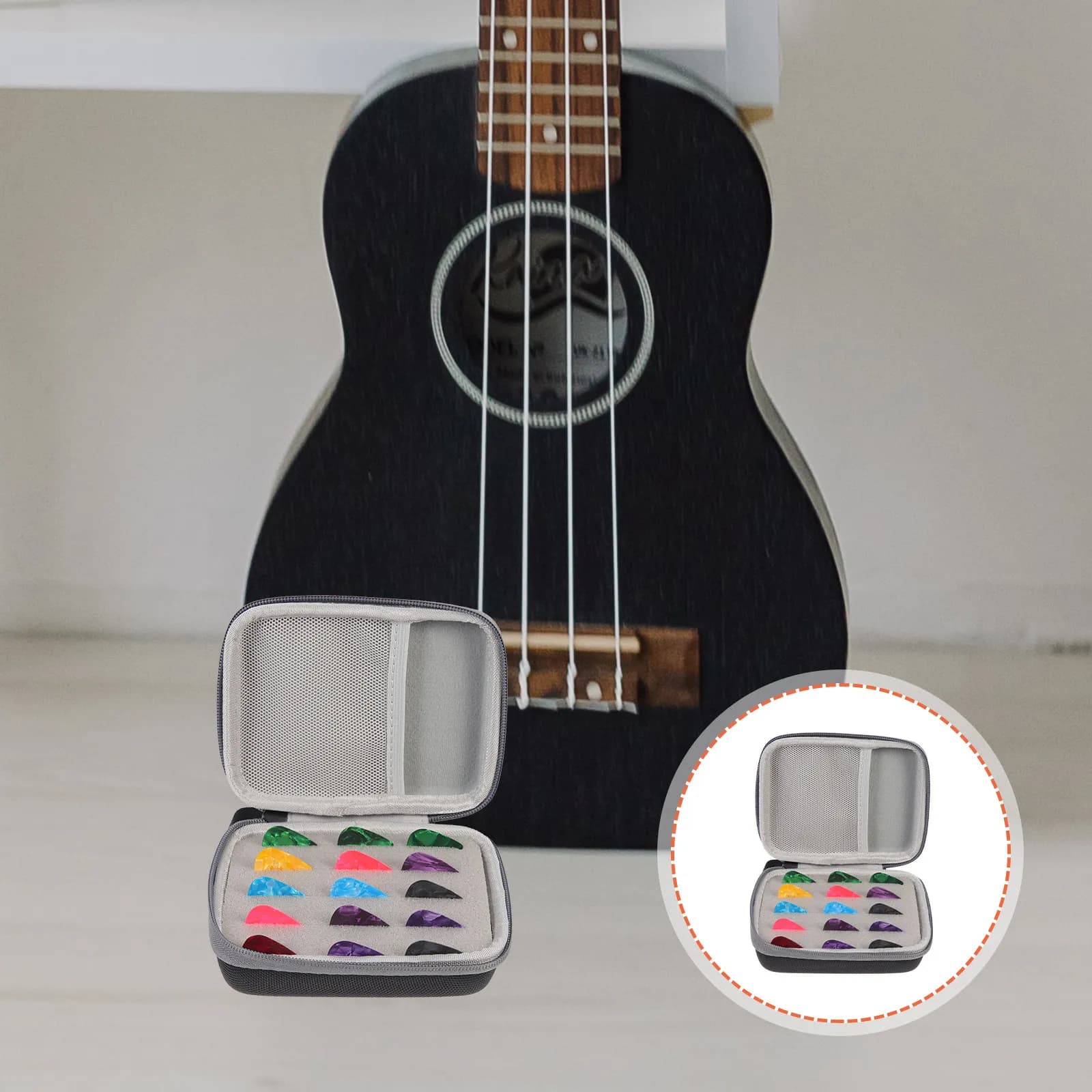 1Set Professional Guitar Picks with Portable Organizer Pouch Sturdy Texture Ergonomic Shape for Finger Protection Sound