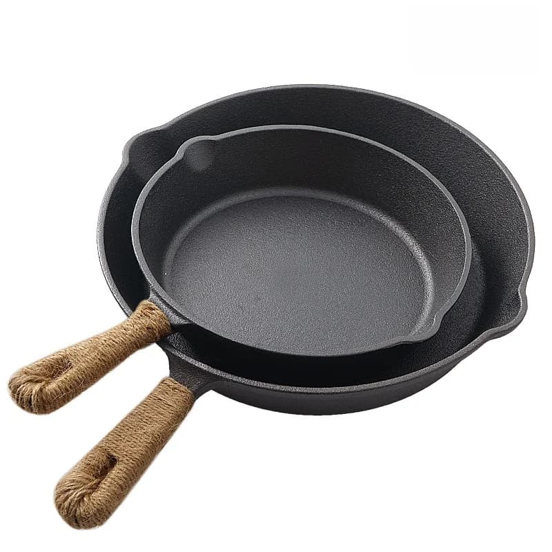 Outdoor non-stick cast iron pan, flat pan for cooking, steak and wok pan for domestic use, durable cast iron pan