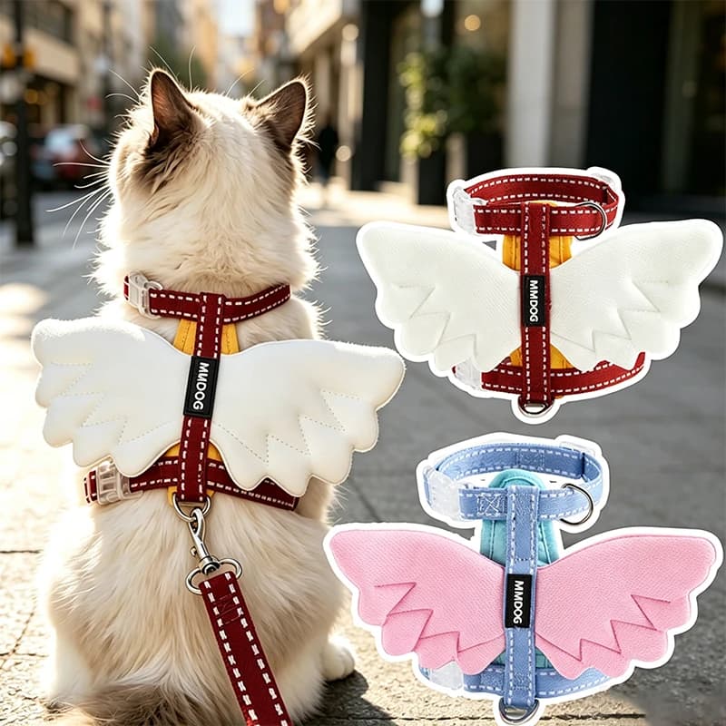 Angel Wings Dog Harness Leash Set Adjustable Breathable Summer Escape-Proof Dog Vest Harness Outdoor Training Puppy Chest Strap