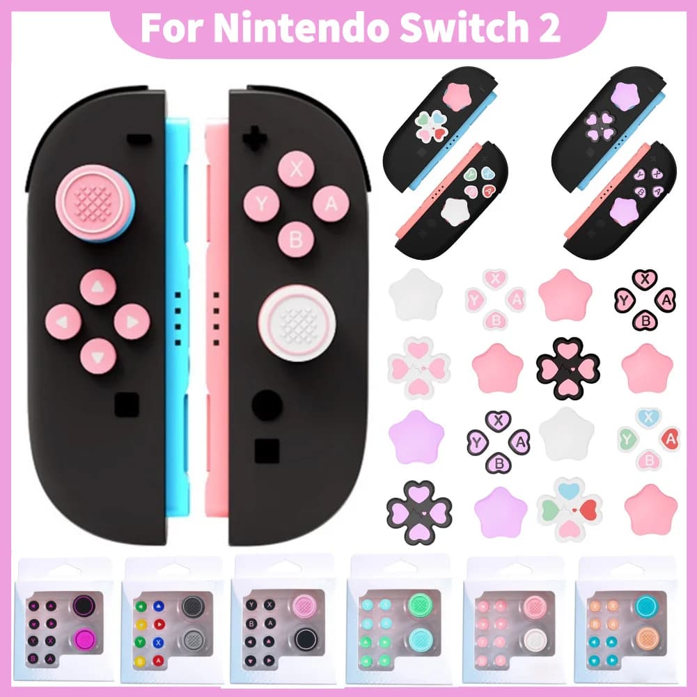 Cappucci per pulsanti incrociati D-pad morbidi in silicone per Nintendo Switch2 Joy-Con Manopole Cover Thumb Stick ABXY Chiave adesiva Custodia in pelle