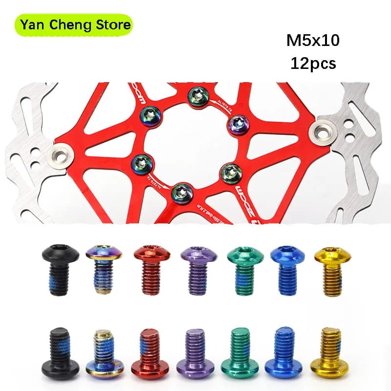 Viti per freni a disco per mountain bike, lega, disco, pastiglie freno, vite T25M5*10, 12 pezzi, accessori per biciclette