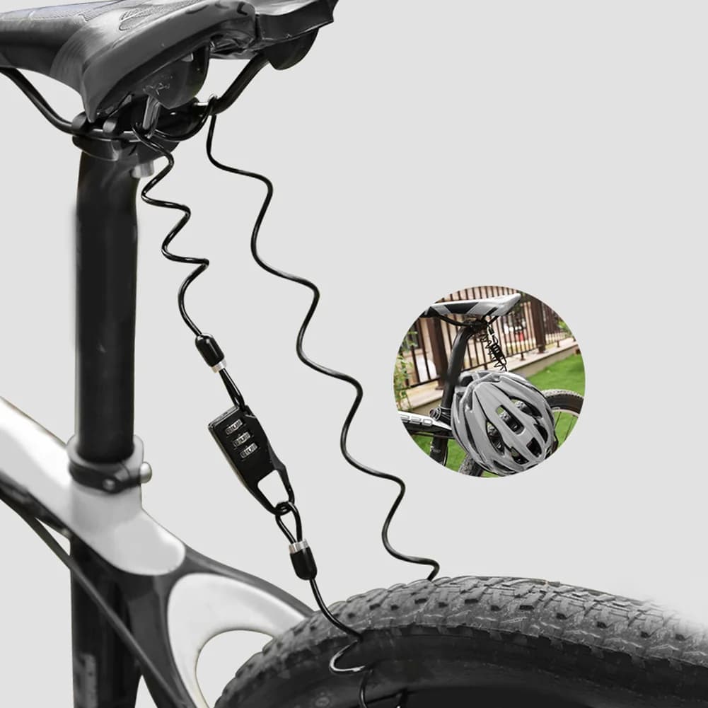 1M Motorcycle Helmet Lock, Portable Lacquer with Digital Combination, Electric Bike Safety Cable, Spare Parts