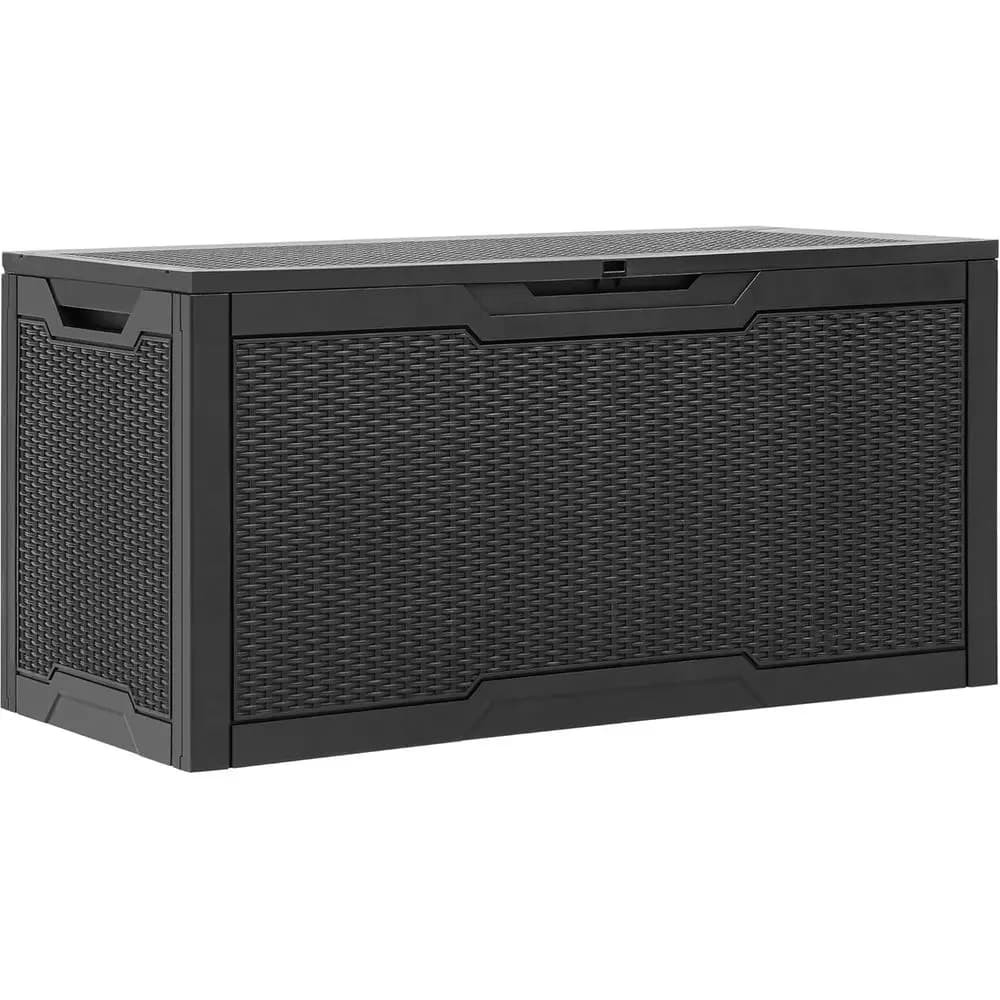 Weatherproof 100-Gallon Deck Box for Outdoor Storage with Lockable Feature, Ideal for Supplies and Essentials in Black