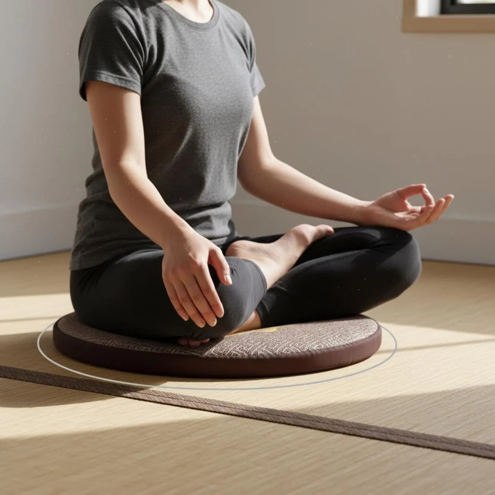 Lotus Meditation Mat Breathable Anti-Slip Floor Cushion Tatami Cushion Lightweight Round Floor Pillow Easy to Carry for Outdoor