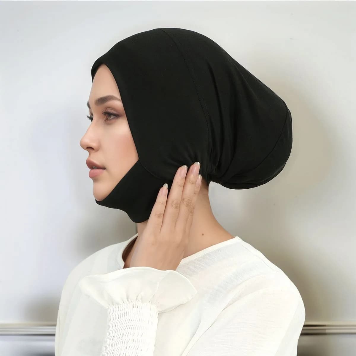 Cappello in modal tinta unita con fascia elastica, turbante regolabile con laccio, berretto per chemioterapia