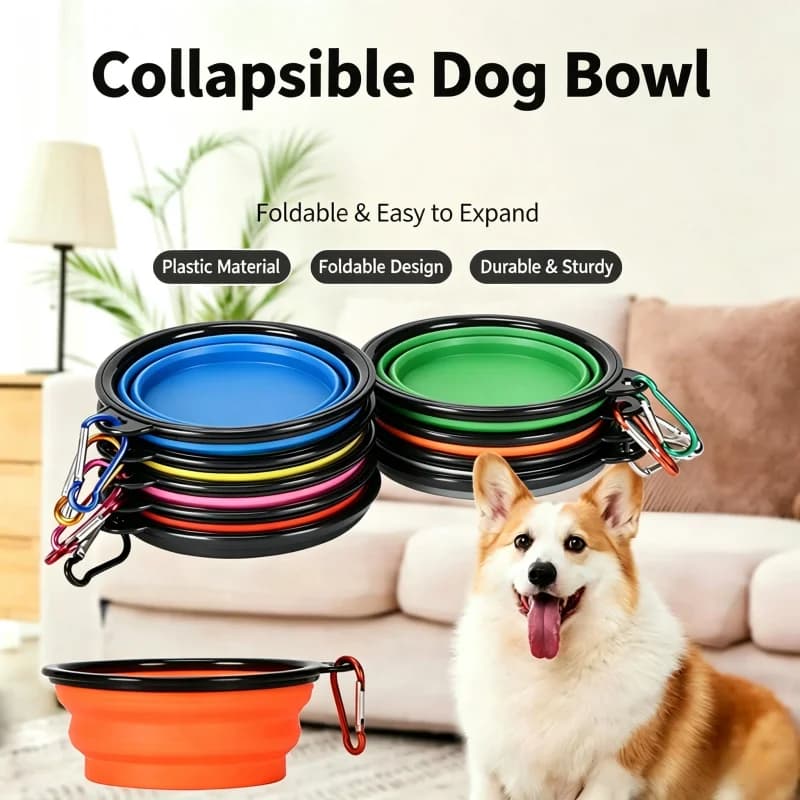 1/2 Pcs Pet Supplies Food Bowl 2-in-1 Dog Bowl Water Bowl Silicone Folding Bowl Portable Outdoor Travel Telescopic Bowl
