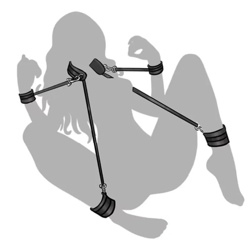 Gioco di bondage per coppia Letto in velcro Restrizioni sensuali Attrezzatura Posizione sessuale Cinghia di fissaggio Kit bondage BDSM a prova di fuga per principianti