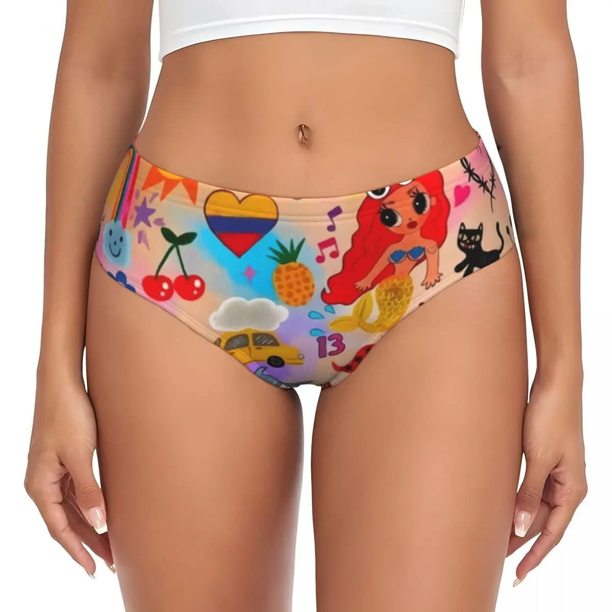 Slip personalizzati con stampa reggae Karol G, intimo da donna elasticizzato e confortevole, slip a vita bassa