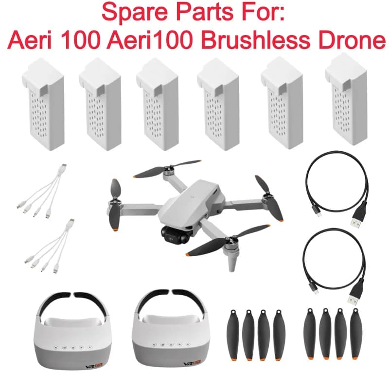 Batteria per Drone Aeri 100, Ricambi e Accessori per Drone RC Brushless Aeri100, Batteria 3.7V 600mAh, Elica per VR Glass Aeri 100, USB
