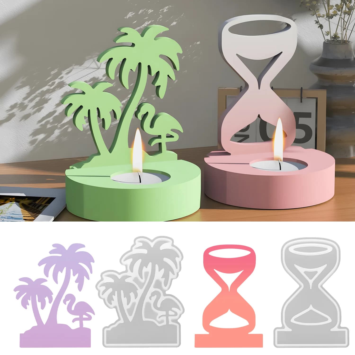 Diy Drip Mold Coconut Hourglass Aromatherapy Candle Candle Holder Insert Ornament Silicone Moulds