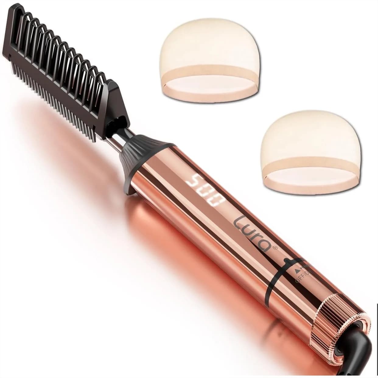 Pettine Elettrico in Nano Titanio per Parrucche, Pettine a Pressione per Capelli di Donne di Colore, 250-500 ° Pettine lisciante professionale F con LCD