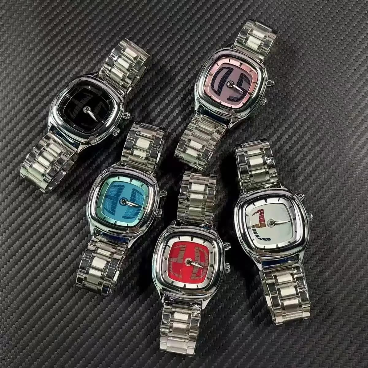 Y2K Orologio da uomo al quarzo Puntatore Numero Doppio display Quadrante Orologi originali in acciaio inossidabile Quadrante dinamico Design Orologio da polso Clcok Regalo