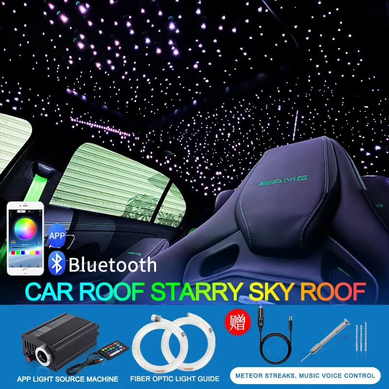 Luce a Fibra Ottica Effetto Cielo Stellato per Auto, Luce d'Atmosfera Interna RGBW a Sette Colori con Telecomando e Controllo App
