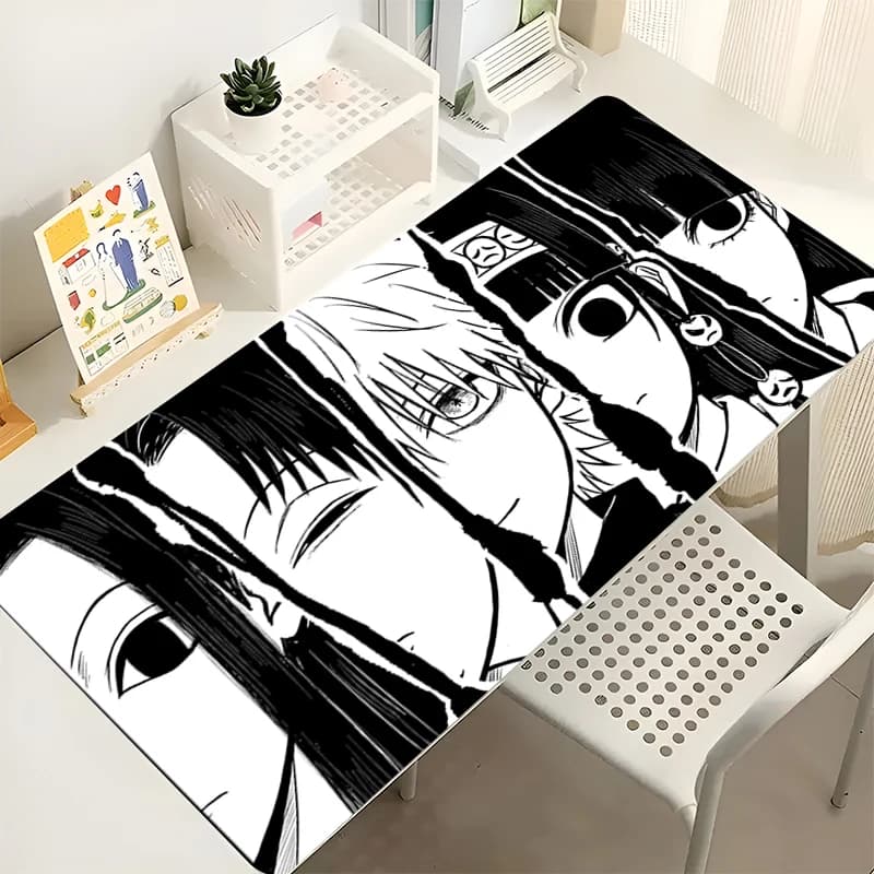 Tappetino per mouse Tappetino per tastiera da gioco Anime giapponese H-hunter x H-hunter Killua Tappetino per mouse da scrivania Tappetino per mouse da tavolo in bianco e nero per computer