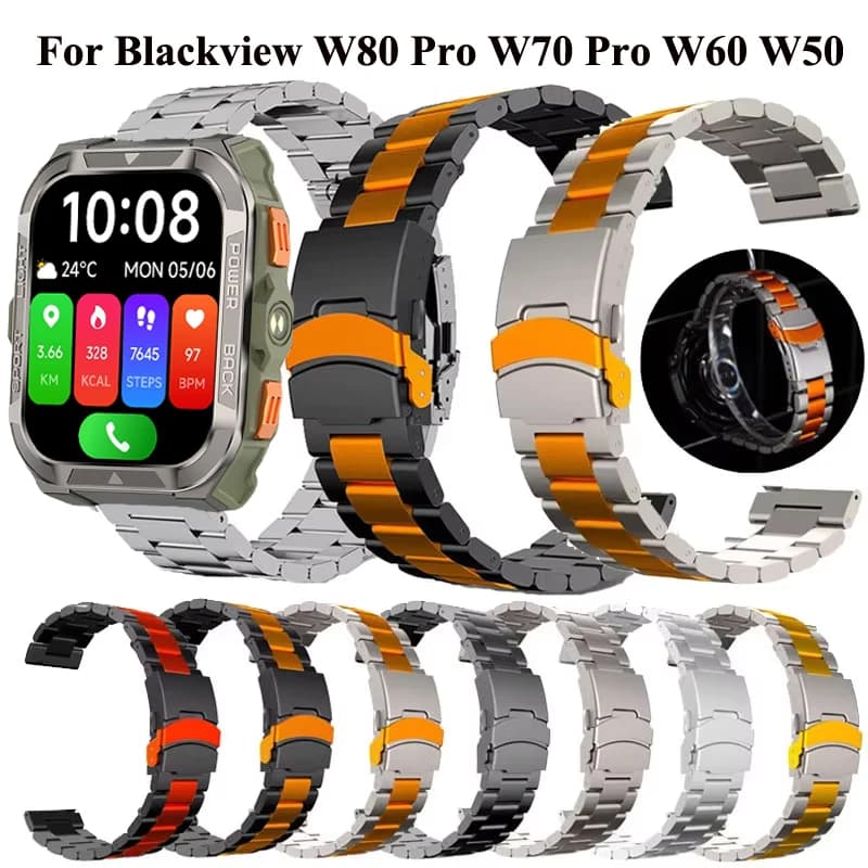 Cinturino in metallo di lusso per Blackview W80 Pro W70 Pro cinturino in acciaio inossidabile 22mm cinturino per Blackview W50 W50 Pro W60 X20