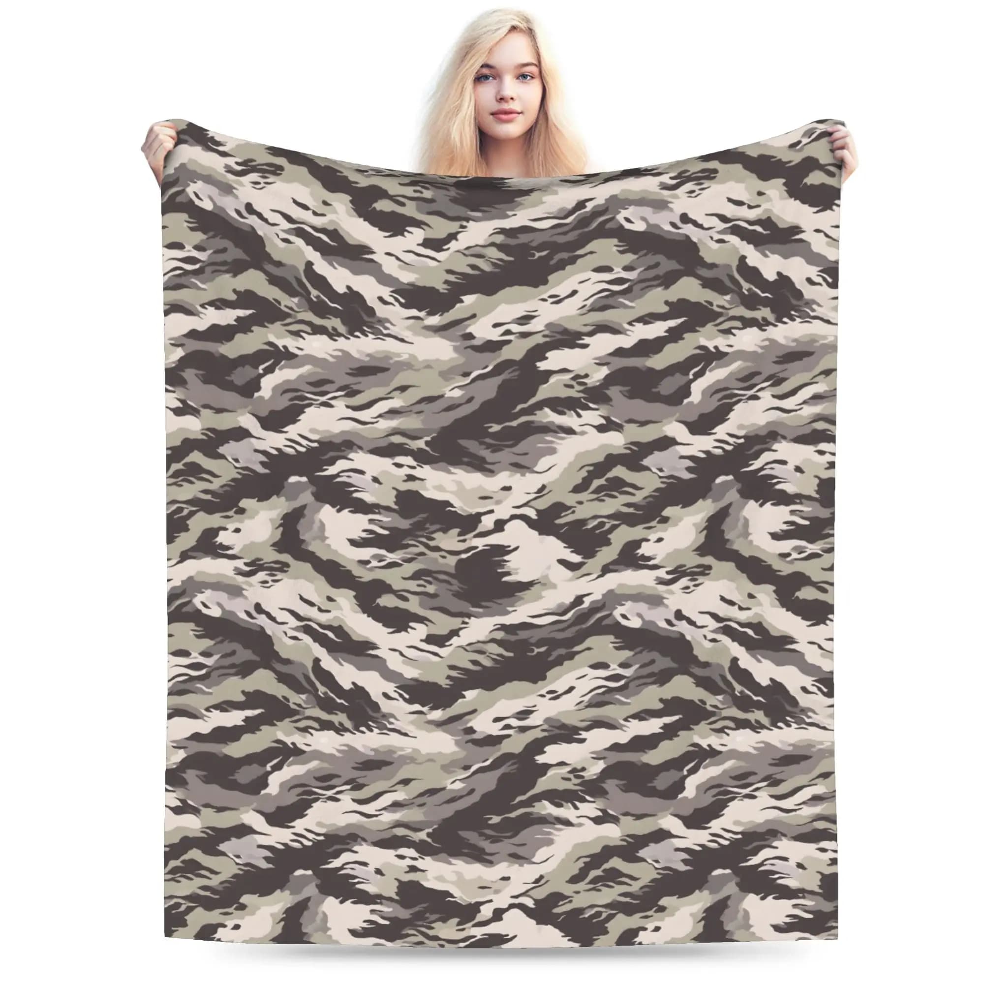Camo Camouflage Blankets Flannel Spring/Autumn Multi-function Soft Throw Blankets for Bed Outdoor Plush Thin Quilt