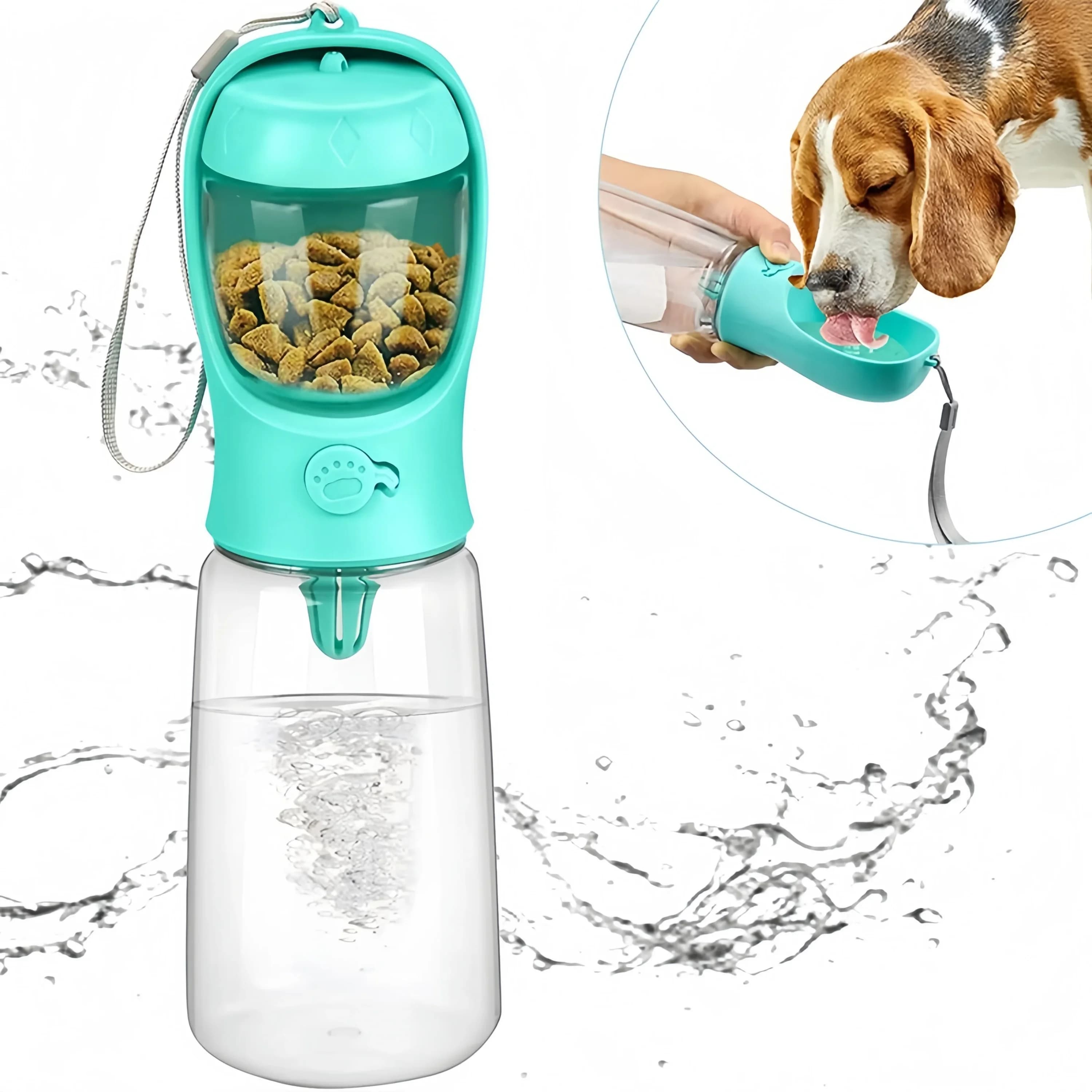 Bottiglia d'acqua per cani per animali domestici Materiale portatile per uso alimentare Bottiglia per tazza d'acqua per animali domestici da viaggio per cani e gatti con dispenser per alimenti Bottiglia d'acqua per cuccioli