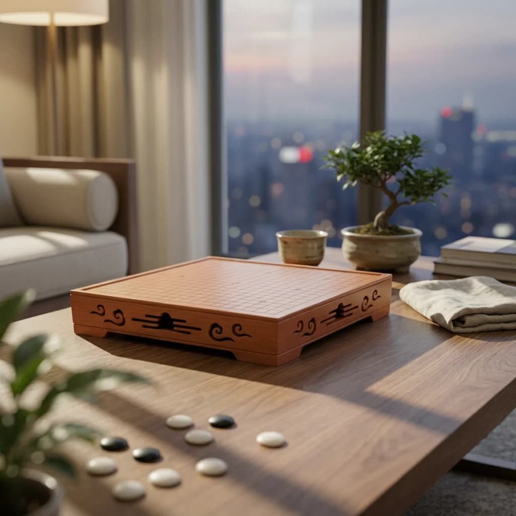 Chinese Chess and Weiqi Set Solid Wood 2-in-1 Chess Board Wooden Weiqi Board Gift Choice Traditional for Adults, Tabletop Play