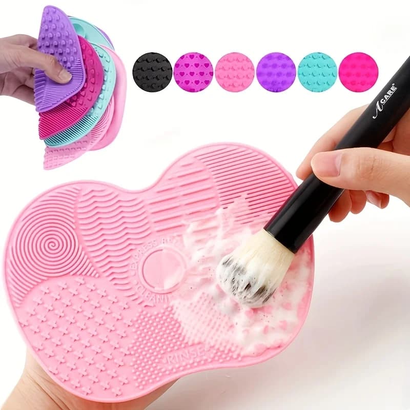 Silicone Pad for Cleaning Makeup Brushes with Suction cup, Beauty Tool for Cleaning Brushes and Sponges