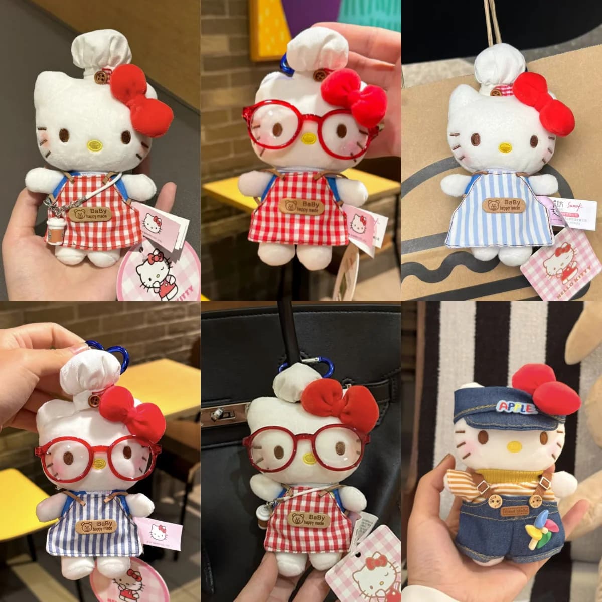 Portachiavi Peluche Sanrio Hello Kitty 12cm, Gattino Chef Kawaii, Ciondolo per Zaino, Accessorio per Auto, Regalo per Bambini e Donne