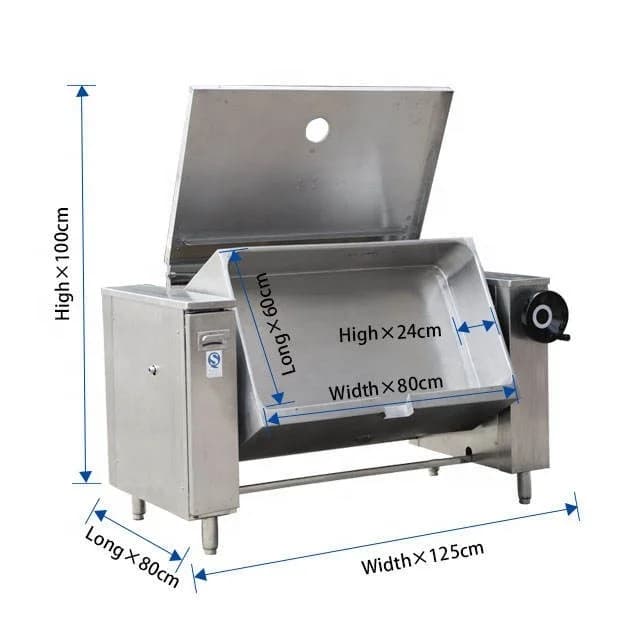 80 & 120litres Vertical Large Commercial Kitchen Equipment Fry Electric 304 Stainless Steel Gas Braising Tilting Pan