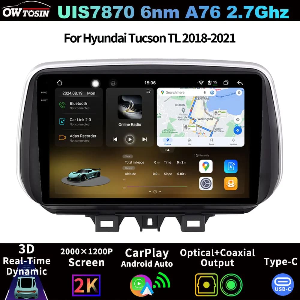 Sistema di navigazione multimediale per auto Android FYT7870 QLED 2K con schermo, autoradio, CarPlay per Hyundai Tucson TL 2018-2021