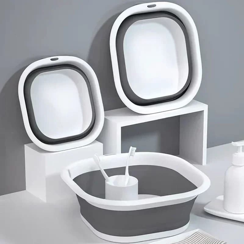 Plastic Folding Wash Basin, Portable Laundry Tub, Multifunctional Wash Basket for Home Bathroom Kitchen Travel