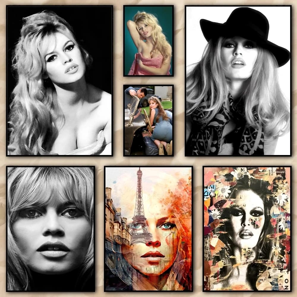 Model B_Brigitte B_Bardot Painting Calligraphy High Quality Canvas Poster Wall Art For Office Restaurant Home Decoration Set