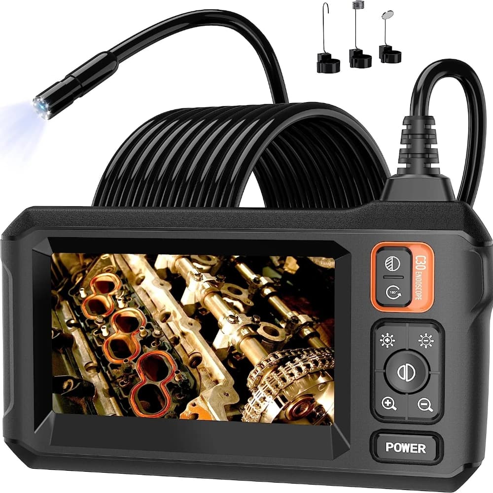 C30-M Telecamera endoscopica a modulo corto da 2,7 cm Endoscopio video industriale da 8 mm con display IPS a colori da 4,3 pollici