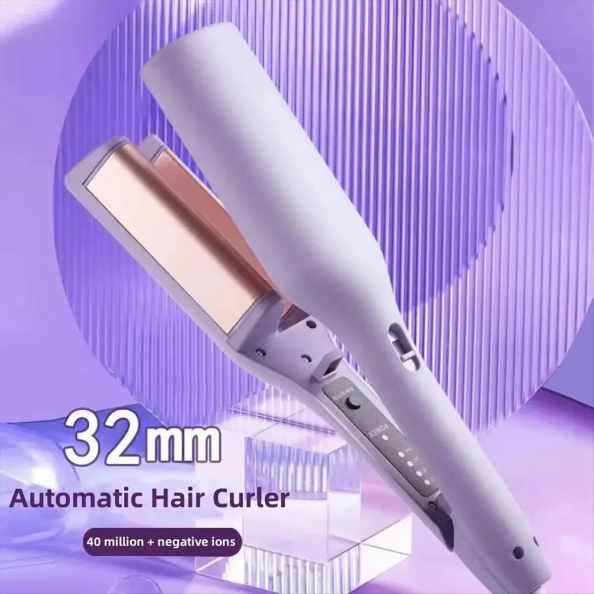 *ESTR Iron hair curler 32mm Bigodino for deep wave hair 4 Adjustable temperature Quick heating Iron curler Styler Wristband EU,B
