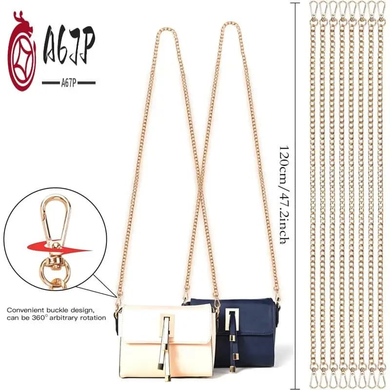 A67P-Purse Chain Replacement,8 Pack Wallet Chain Shoulder Bag Chain Handbag Chains DIY Shoulder Body Bag Chain 47 Inch