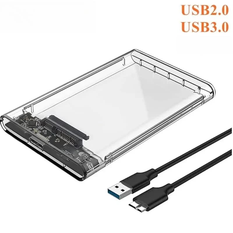 Custodia per disco rigido esterno trasparente USB 2.0/3.0, SATA da 2,5" a USB 3.0 senza attrezzi per SSD e HDD Custodia per HDD da 9,5 mm 7 mm