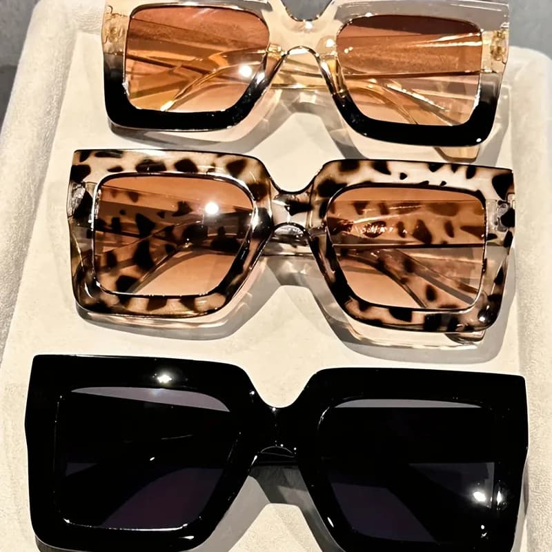 Oversize Big Square 3PCS New Sunglasses Set For Men Women Plastic Fashion Decorative Sun Glasses Daily Versatile For Friend Gathering Photo Outfit Gift For Holiday Season Black Friday Cyber Monday