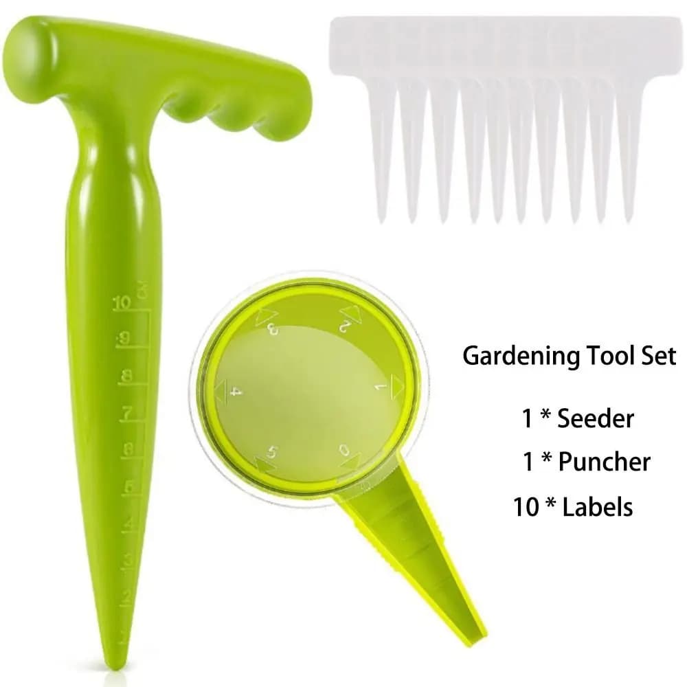 Nuovi attrezzi da giardinaggio in plastica Fioriera manuale regolabile Seminatrice Marcatori da giardino Supporto per etichette