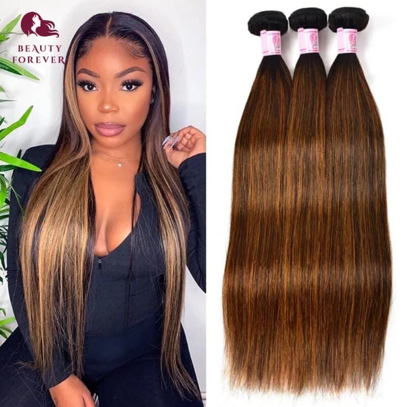 Beauty Forever Grade 12A Highlights of brown smooth human hair # Human brown hair texture Balayage FB30 1 3 4 PZ
